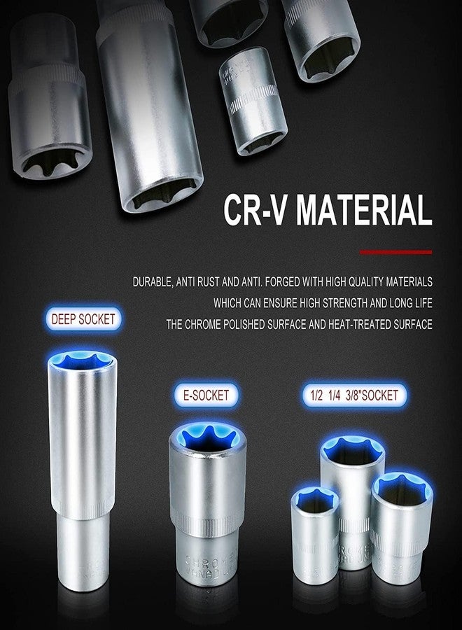 HELLARO 108 In 1 Tool Kit Ratchet Sets 1/2" 1/4" Socket Wrenches Set Screwdriver Mechanics Tools - Hex - Image 4